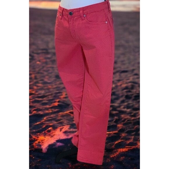 Earl Jean Womens Skinny Jeans Size 8 Salmon Polka Dot - Picture 2 of 15